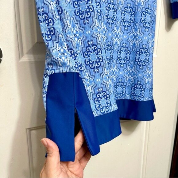 Cabana Life Moroccan Tile Tunic Dress in BlueSwim Cover-Upin Blue Size M - Picture 8 of 12